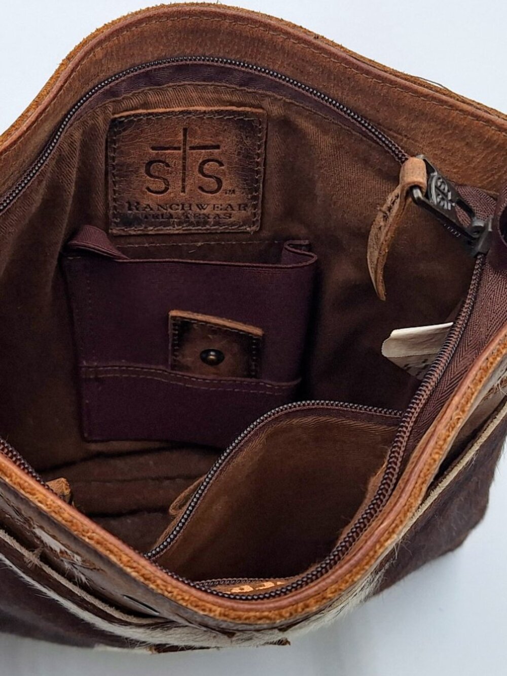 STS Ranchwear Leather Cowhide Crossbody Purse Western Hourglass Pattern - Picture 7 of 11